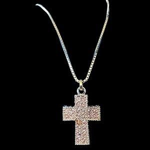 Swarovski Light Pink Amethyst 3D Cross Necklace